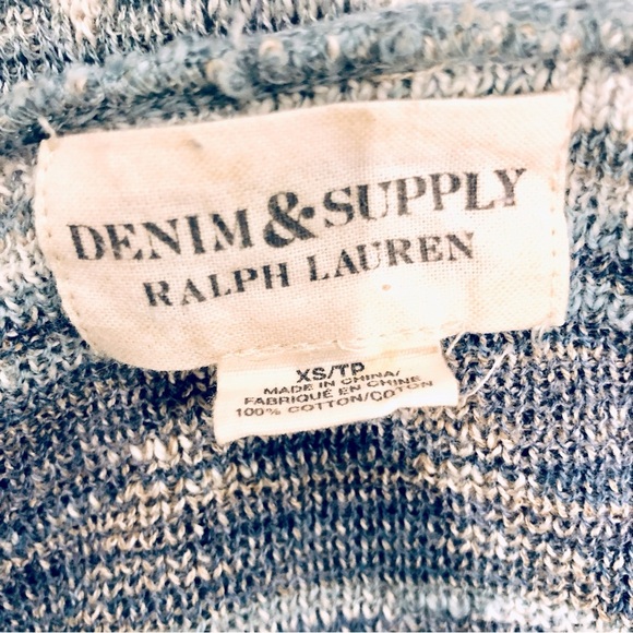Denim & Supply Ralph Lauren Aztec Print Knit Cotton Sweater Blue White XS - Picture 6 of 6